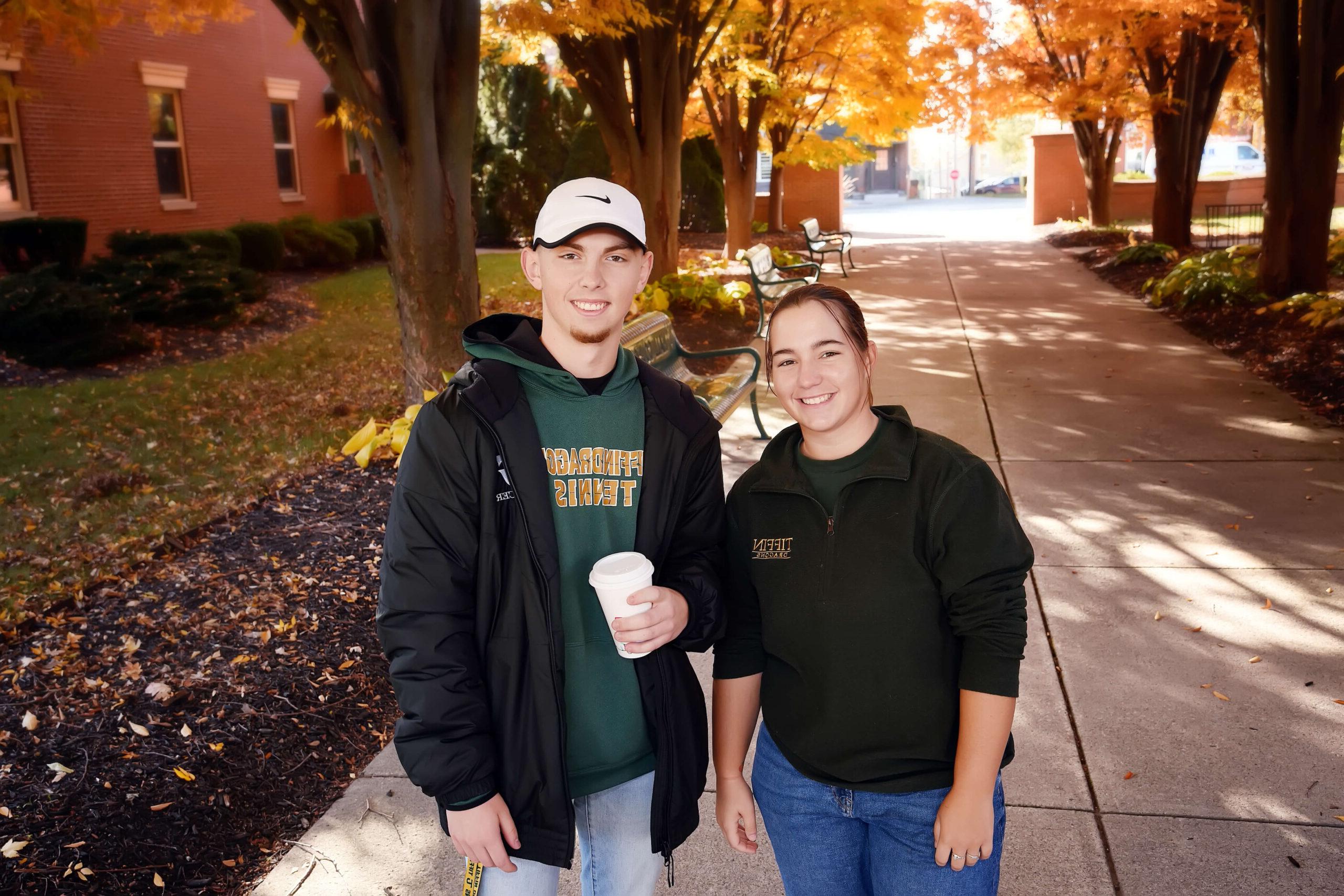 students posing in hayes courtyard